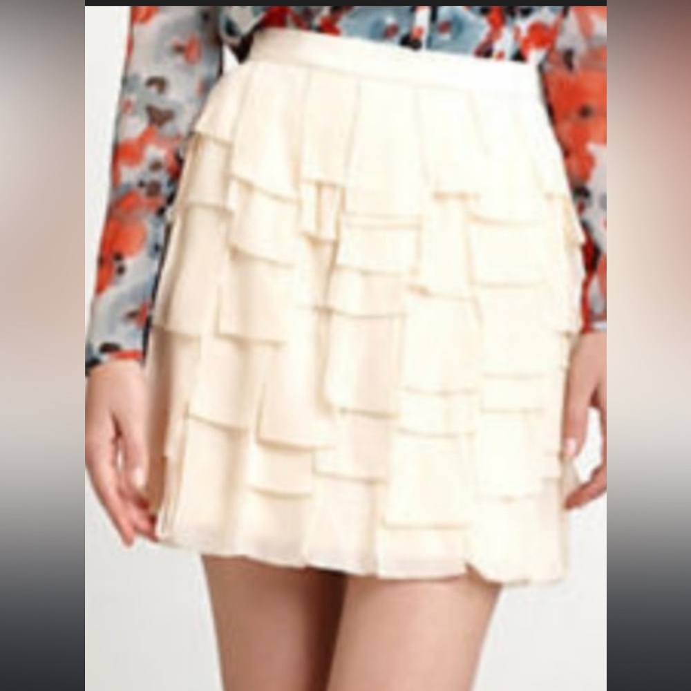 Forever 21 Cream Ruffle Mini Skirt Size L  Y2K Wester Chic Cottagecore Coquette - Picture 3 of 16